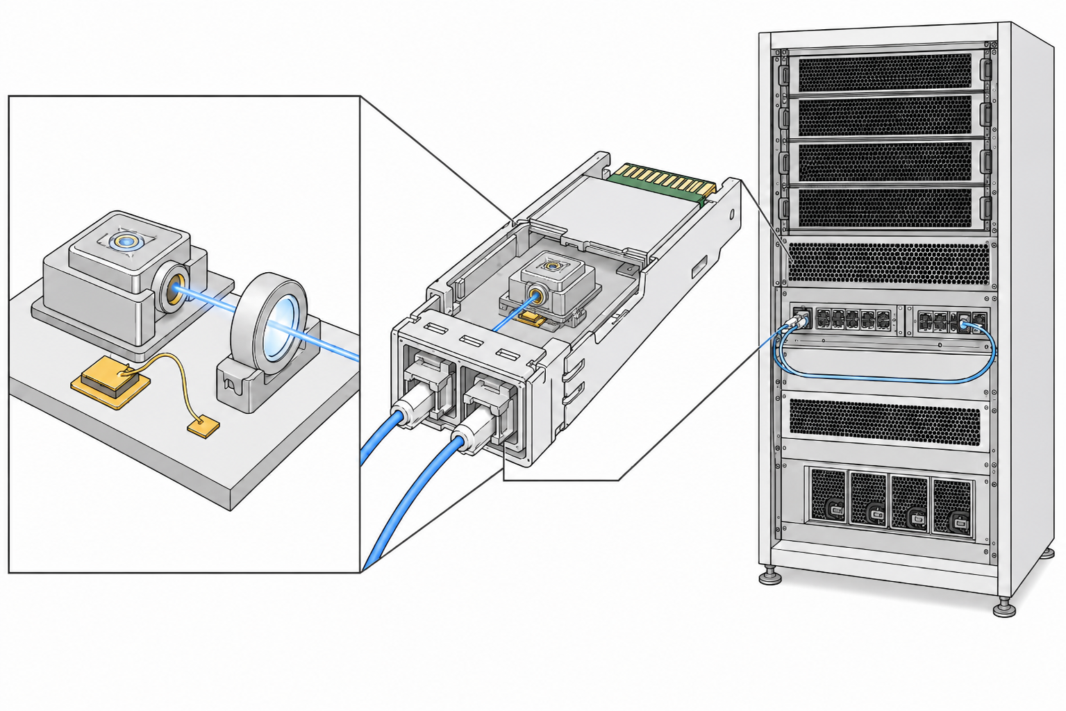 Server rack in a data center
